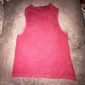 One Step Ahead Ribbed Knit Top red burgundy high neck mock turtleneck crop top